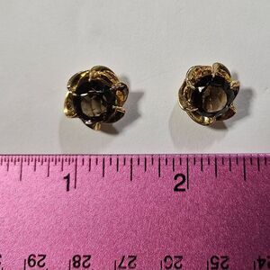 14k Gold and Smoky Quartz Stud Earrings